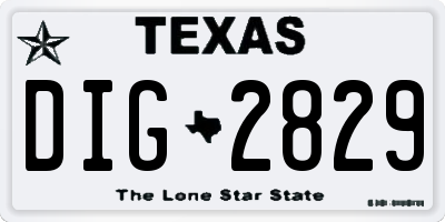 TX license plate DIG2829