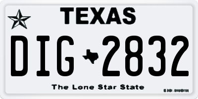 TX license plate DIG2832