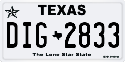 TX license plate DIG2833