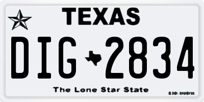 TX license plate DIG2834