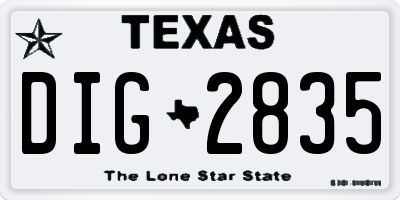 TX license plate DIG2835
