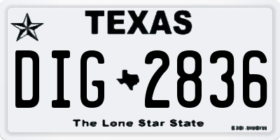 TX license plate DIG2836