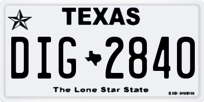 TX license plate DIG2840
