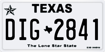 TX license plate DIG2841