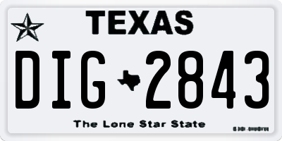 TX license plate DIG2843
