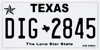 TX license plate DIG2845