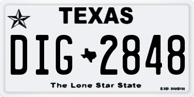 TX license plate DIG2848
