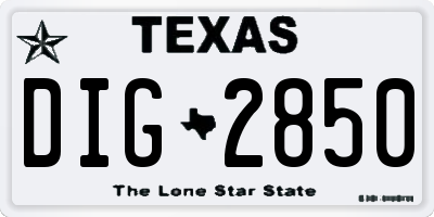 TX license plate DIG2850