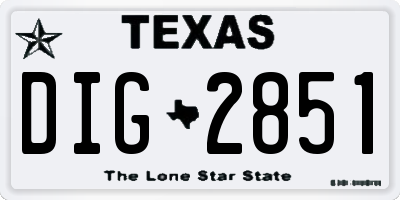 TX license plate DIG2851