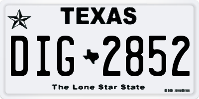 TX license plate DIG2852