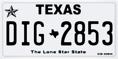 TX license plate DIG2853