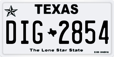 TX license plate DIG2854