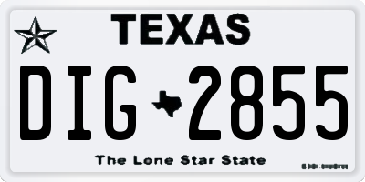 TX license plate DIG2855