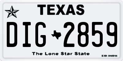 TX license plate DIG2859