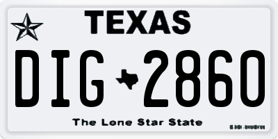 TX license plate DIG2860