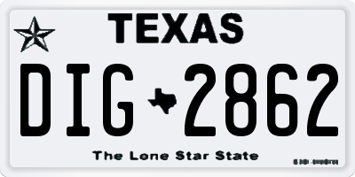TX license plate DIG2862