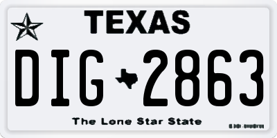 TX license plate DIG2863
