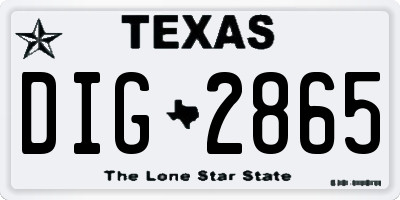 TX license plate DIG2865