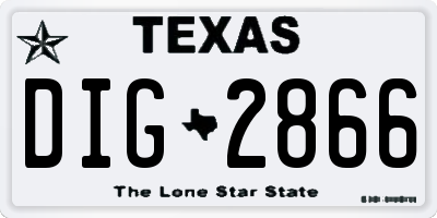 TX license plate DIG2866