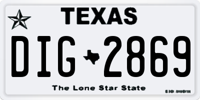 TX license plate DIG2869