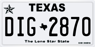 TX license plate DIG2870