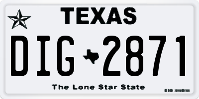 TX license plate DIG2871