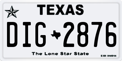 TX license plate DIG2876