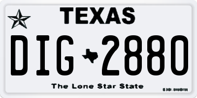 TX license plate DIG2880