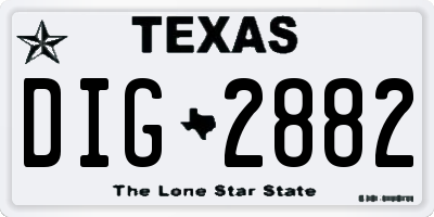 TX license plate DIG2882