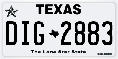 TX license plate DIG2883