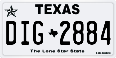 TX license plate DIG2884