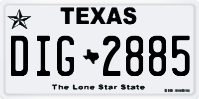 TX license plate DIG2885