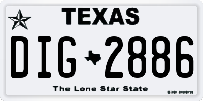 TX license plate DIG2886