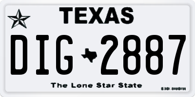 TX license plate DIG2887