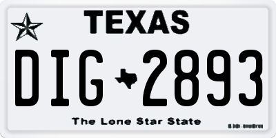 TX license plate DIG2893