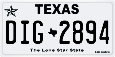TX license plate DIG2894