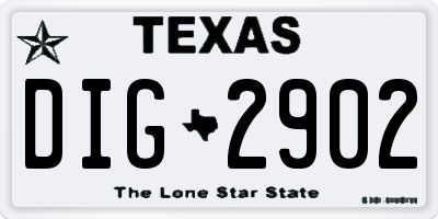 TX license plate DIG2902