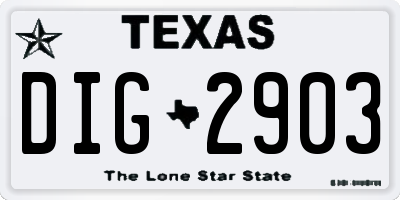 TX license plate DIG2903