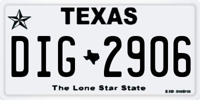 TX license plate DIG2906