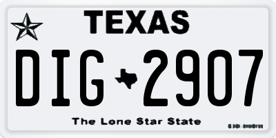 TX license plate DIG2907
