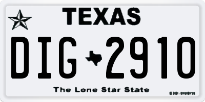 TX license plate DIG2910