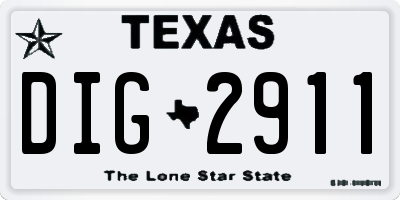 TX license plate DIG2911