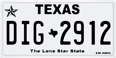 TX license plate DIG2912
