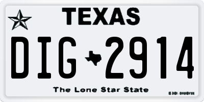 TX license plate DIG2914
