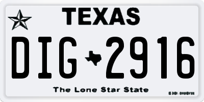 TX license plate DIG2916