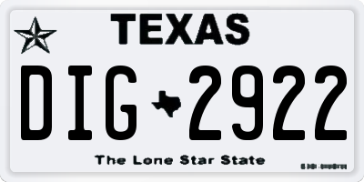 TX license plate DIG2922
