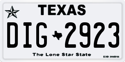 TX license plate DIG2923