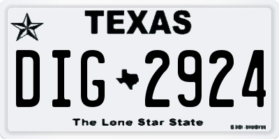 TX license plate DIG2924