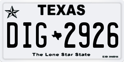 TX license plate DIG2926