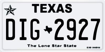 TX license plate DIG2927